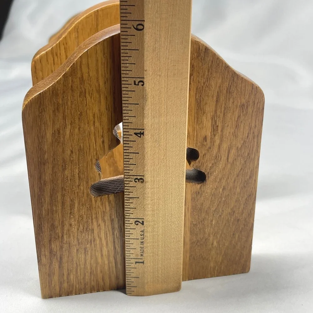 Vintage Wood Sliding Adjustable Book Rack Tree Cutout Rustic Cabin Decor 18